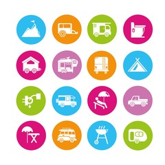 camping icons, rv car icons