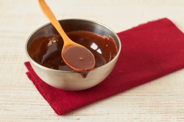 Hot chocolate sauce in a bowl