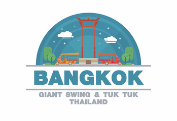 Naklejka premium The Giant Swing (SAO CHING CHA) of Bangkok and Tuk tuk,Thailand