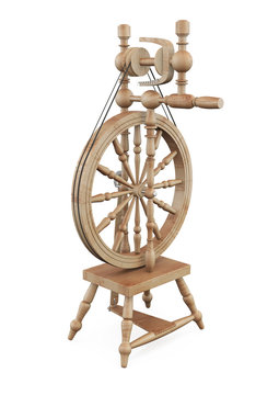 Wooden Spinning Wheel Yarn Stock Photo 2305568749