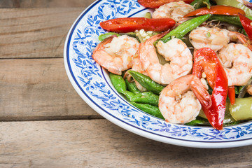 shrimp with  vigna unguiculata subsp and paprika, Thai food