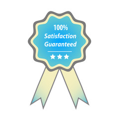 100% satisfaction guaranteed ribbon vector