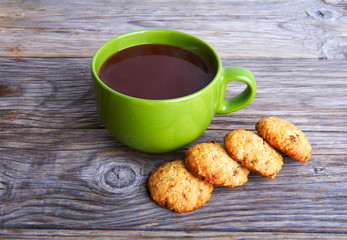 Oatmeal cookies tasty breakfast, cereal in spoon