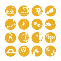 robot icons, industrial automated robot, yellow icons