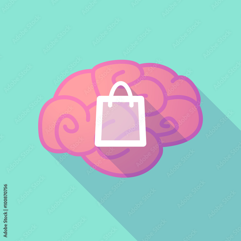 Poster long shadow brain with a shopping bag