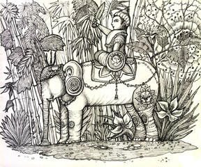 warrior and elephant India