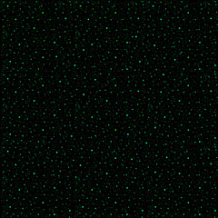 A galaxy of green stars in a black night sky