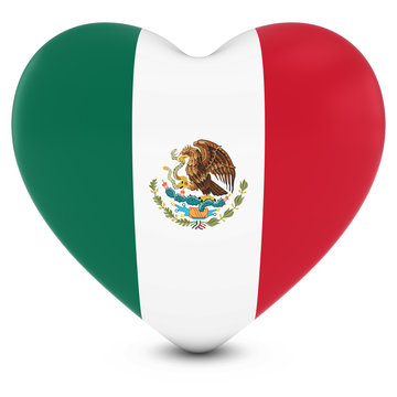 Love Mexico Concept Image - Heart textured with Mexican Flag