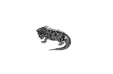 Vector Tribal Decorative Lizard. Patterned Design, Tattoo