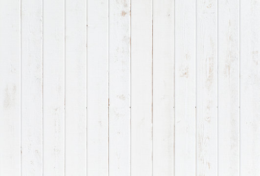 Fototapeta White natural wood wall texture and background seamless