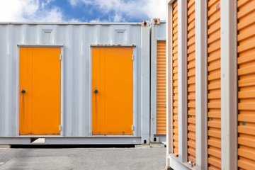 Obraz na płótnie Canvas Exterior of storage unit or small warehouse for rental