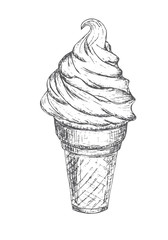 vector sketch illustration - ice cream cone