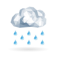 polygonal cloud isolated on a white background with rain drops