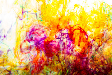 Acrylic colors and ink in water. Abstract background.