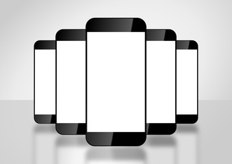 Smartphones with blank white screens template