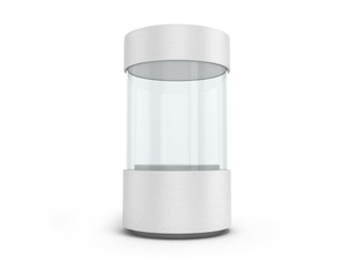 round white Showcases with a pedestal