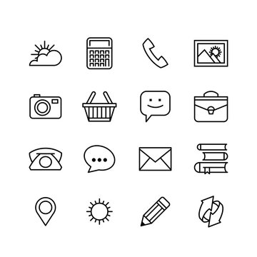 line phone icons set. Icons for business