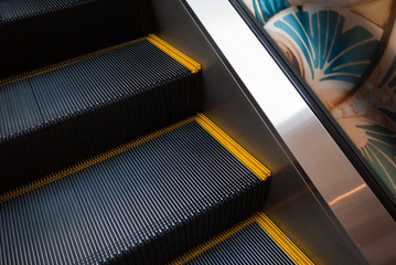 Escalator stair close up for danger accident concept