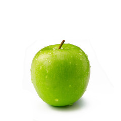 Green apple on white background
