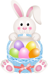 Bunny holding eggs Easter basket