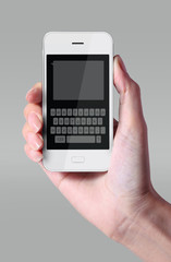 White color keyboard on smartphone.