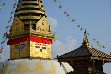 Stupa des Swayambhunath-Tempels in Kathmandu, Nepal