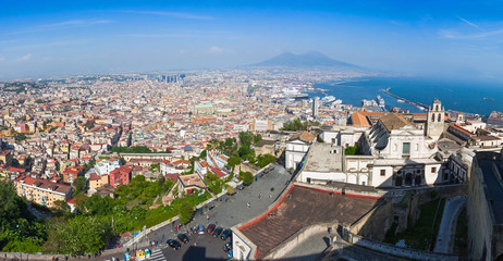 Fototapeta na wymiar Panoramic view of Naples city, Italy