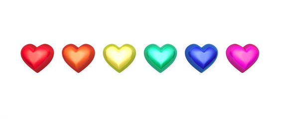 Rainbow-colored hearts