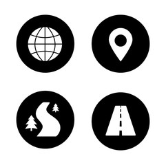 Map navigation black icons set