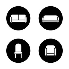 Soft furniture black icons set