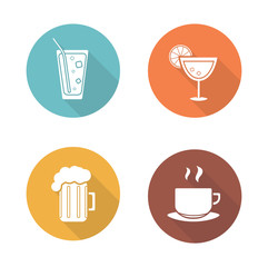 Drinks flat design icons set