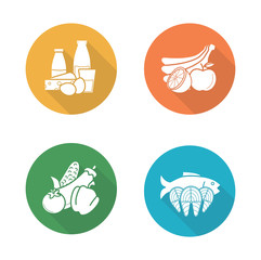 Food flat design icons set