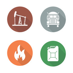 Gasoline flat design icons set