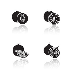Fruits drop shadow icons set