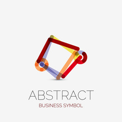 Minimalistic linear business icons, logos, made of multicolored line segments. Universal symbols for any concept or idea. Futuristic hi-tech, technology element set