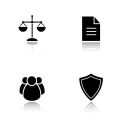 Lawyer drop shadow icons set