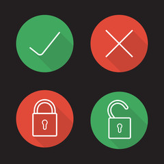 Fototapeta premium File access flat linear icons set