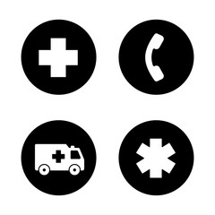 Ambulance black icons set