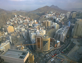 Aerial view of old Mecca Saudi Arabia