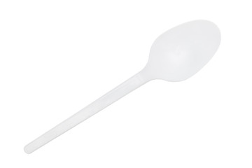 white spoon plastic isolated on white background.