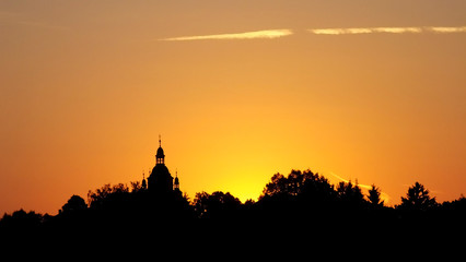 Sunset with church