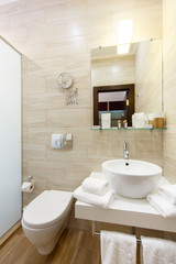 Naklejka na ściany i meble bathroom interior rooms of the hotel, with a washbasin and showe
