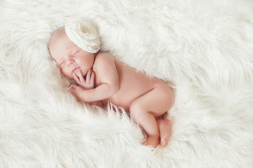 Close-up portrait of a beautiful sleeping baby.