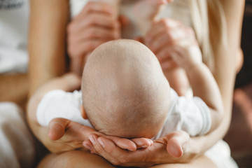 Happy mother holding a newborn child