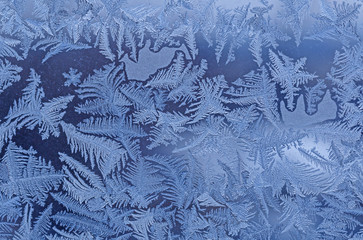 close up of frost pattern on window