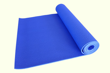 blue yoga mat solated on white