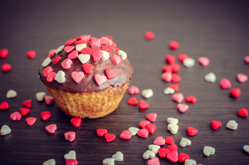 Cupcakes with small hearts