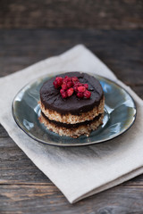 Raw vegan cake with chocolate