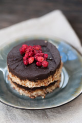Raw vegan cake with chocolate