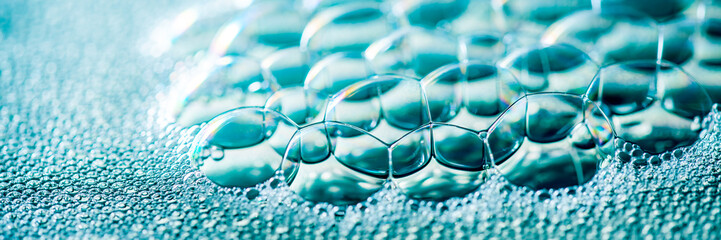 Clean blue soap bubbles - obrazy, fototapety, plakaty